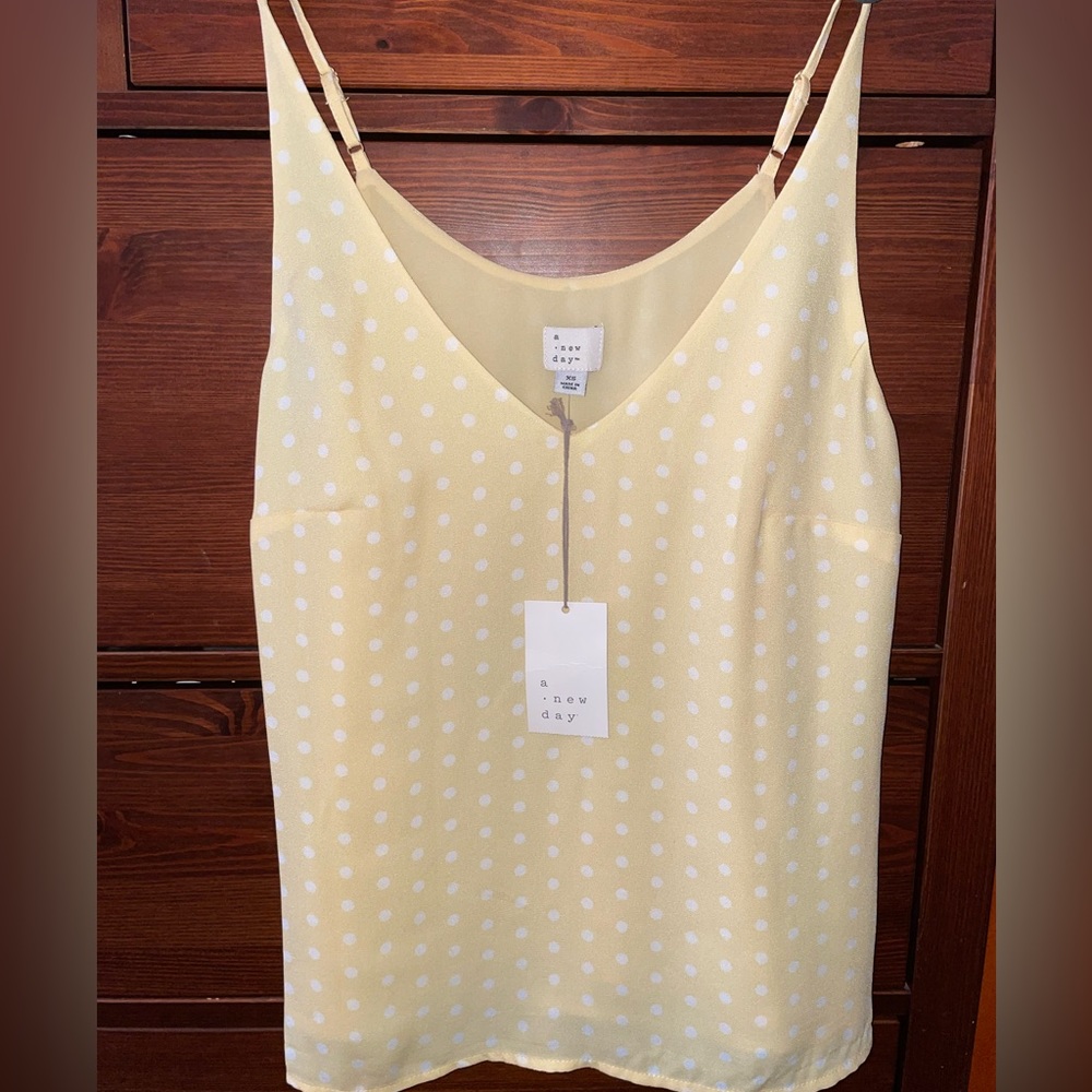 NWT -A New Day - Yellow Polka Dot top